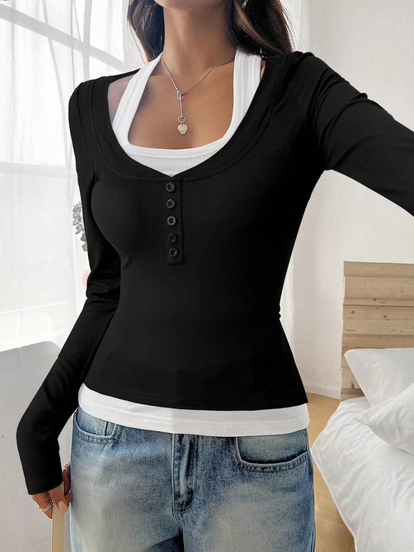Scoop Neck Womens Long Sleeve T Shirt