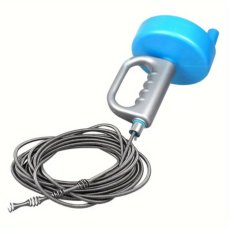 1pc Hand-Operated Pipe Dredger - Unclog Drains, Toilets, and Kitchens with Spring-Loaded Steel Wire - Effective Sewer Cleaning Tool for Home and Commercial Use