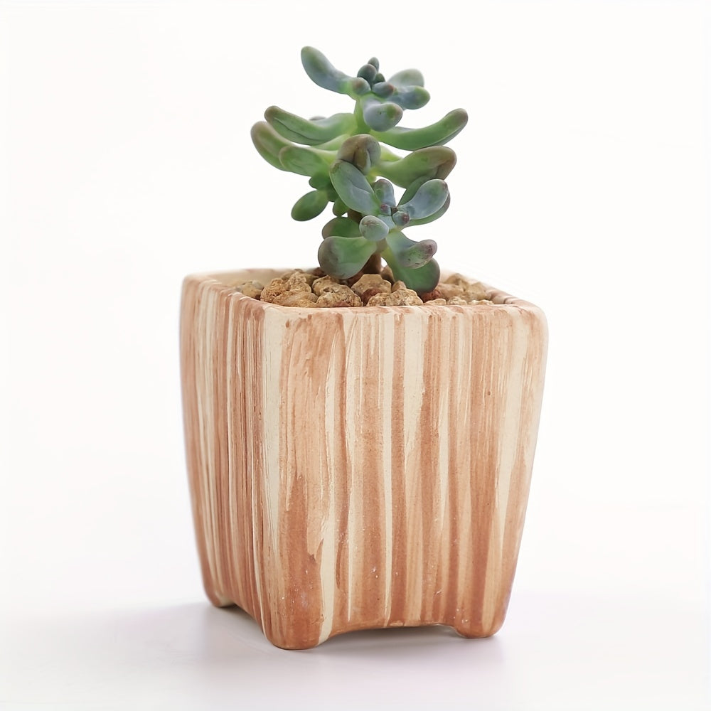 SUN-E 6pcs/Set Mini Plant Pots Pattern Succulent Plant Pot Cactus Pot Flower Pot Decorative Ceramic Planter for Home House Office Outdoor Garden Container Planter Perfect Gift Idea for Women with Drain Hole 2.5Inch/6.5cm (Pla