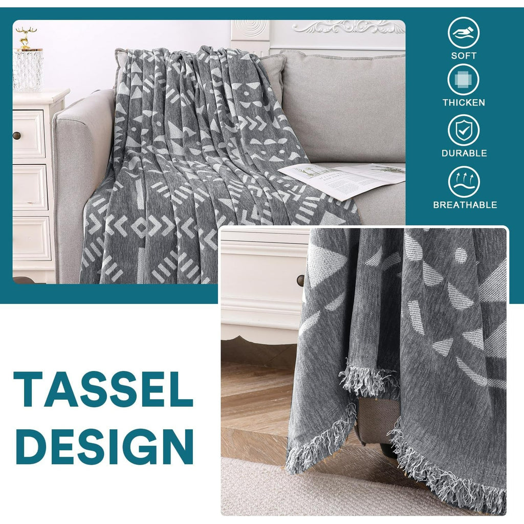1pc Boho Chenille Couch Cover Sofa Covers for Dogs Gray Throw Couch Cover for Cushion Couch Sofa Slipcover Couch Covers for Sectional Couch Protector Cover PRINCEDECO
