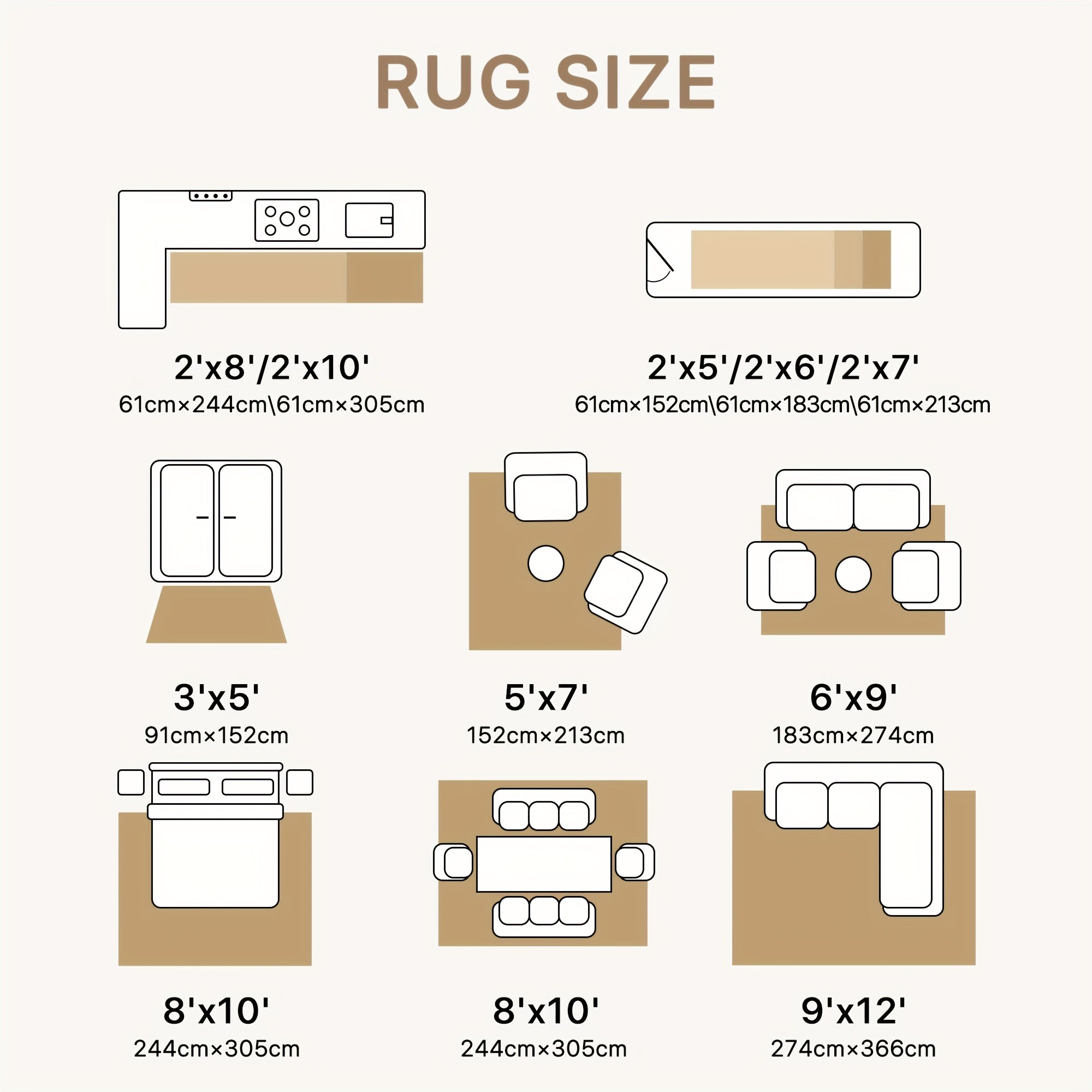 Area Rugs for Living Room, Machine Washable Non Slip Vintage Retro Rugs, Low Pile Lightweight Chenille Print Rug for Bedroom, Dining Room, Home Office, Light Taupe Brown