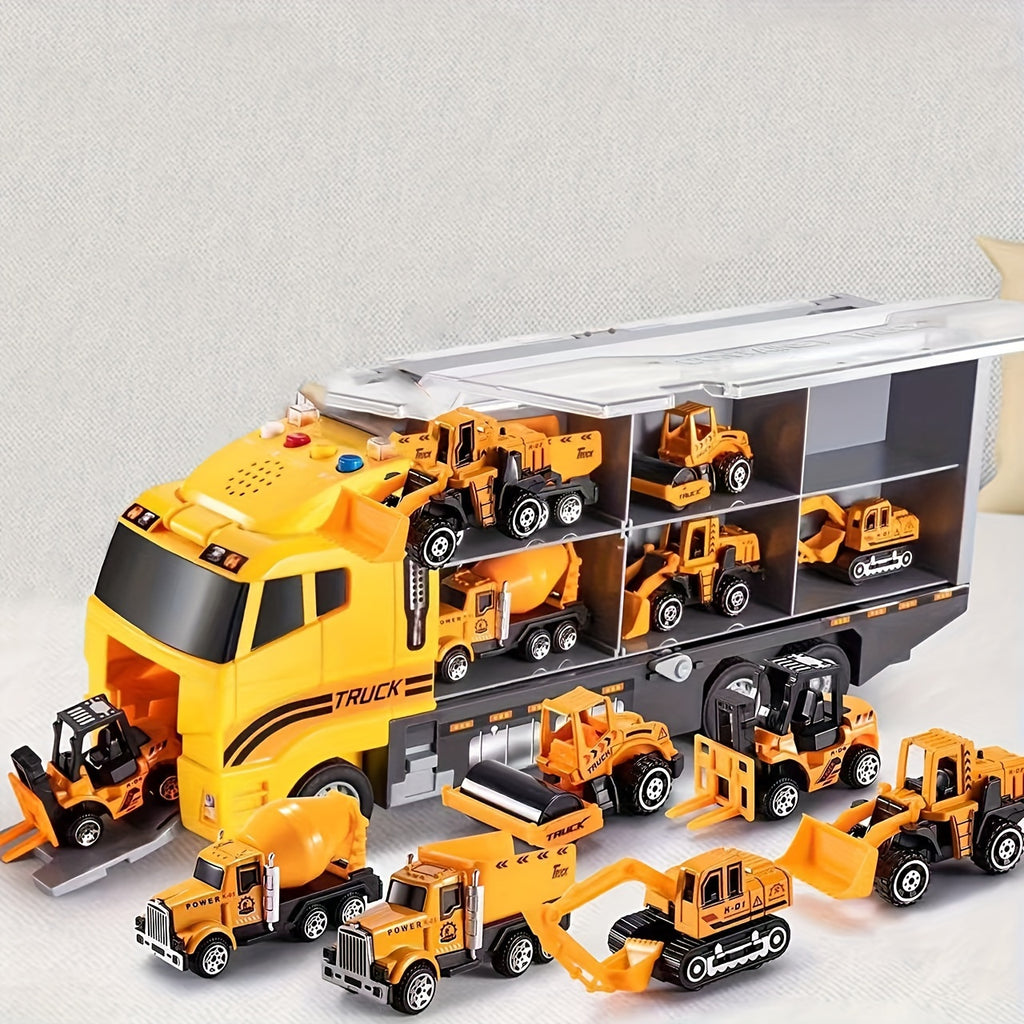 8pcs Inertia Pull-back Excavator Combination - Perfect Christmas & Holiday Gifts for Kids -  Construction Vehicles Toys -  Suitable for Ages 3+ - Ideal Gift for Boys & Girls