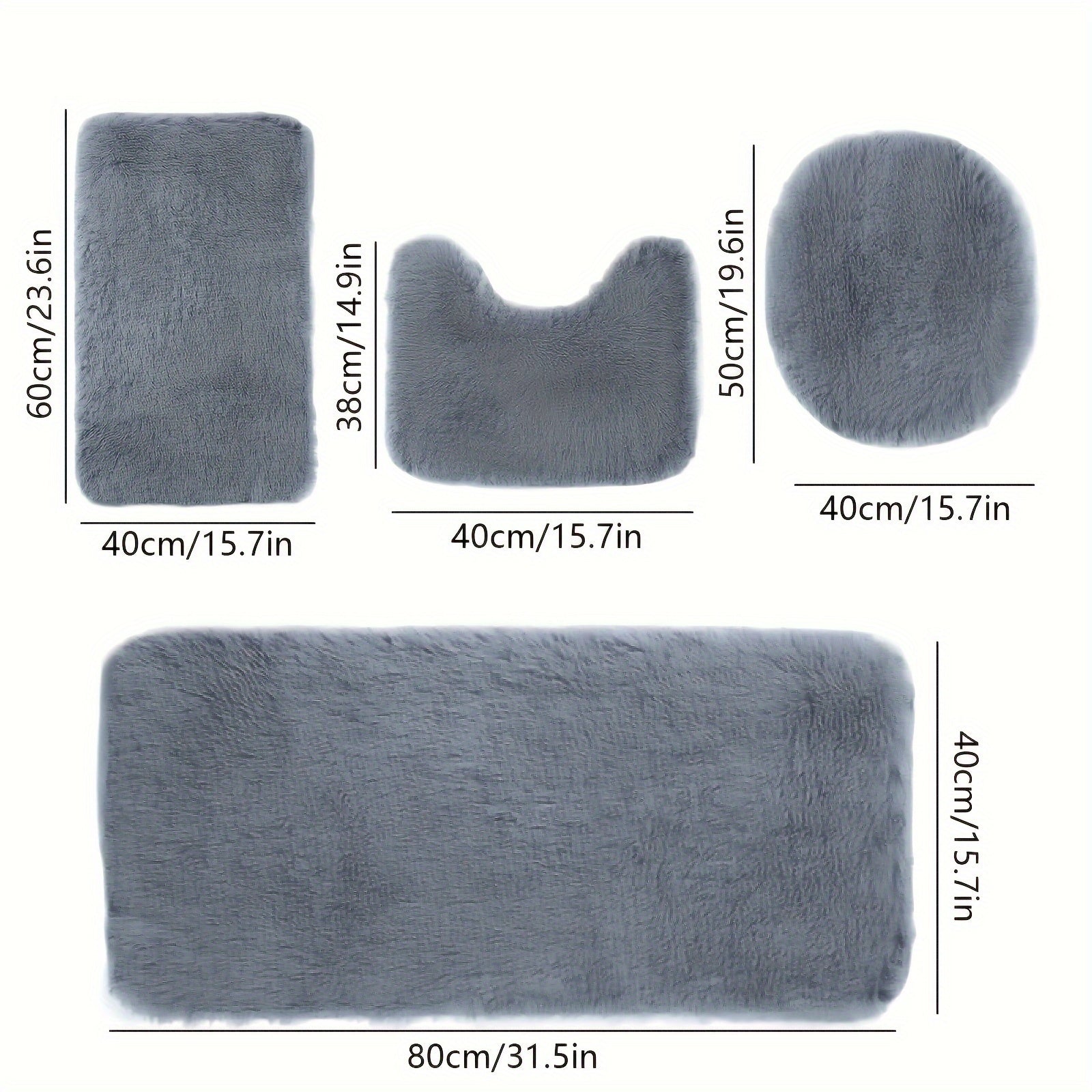 Solid Color Bath Mats 4 Set Bathroom Rugs For 4 Pcs Toilet Mats Universal Soft Comfortable Water Absorption Non-Slip Thick Machine Washable Easier To Dry Dark