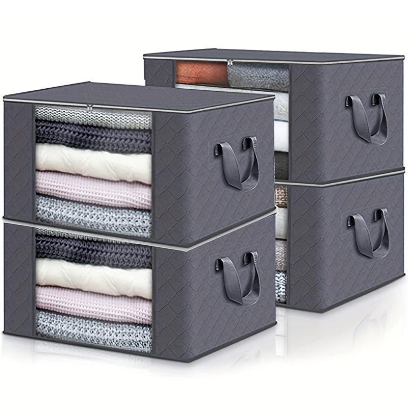 4/6pcs Durable Foldable Storage Trunks with Handle for Clothes, Bedroom, Quilt, Closet, Dormitory, Toys - Cord Blanket Storage Bag