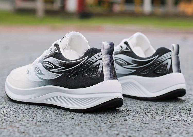 Men'S Fashion Sneakers - Breathable Mesh Upper, Non-Slip Rubber Sole, EVA Insole, Round Toe, Lace-Up Closure, Striped Pattern, Casual Sports Shoes for Spring, Summer, Fall