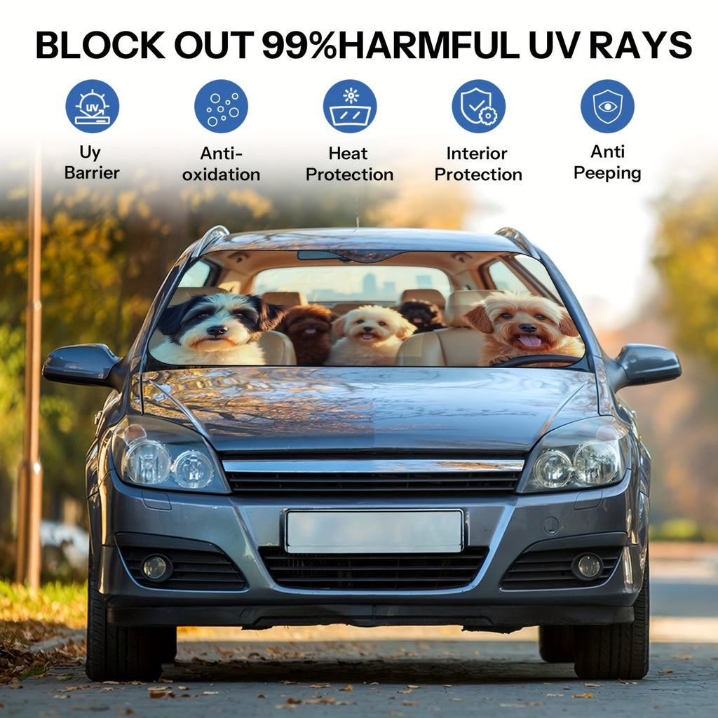Sun Protection, 1pc Dog Theme Car Windshield Sunshade -