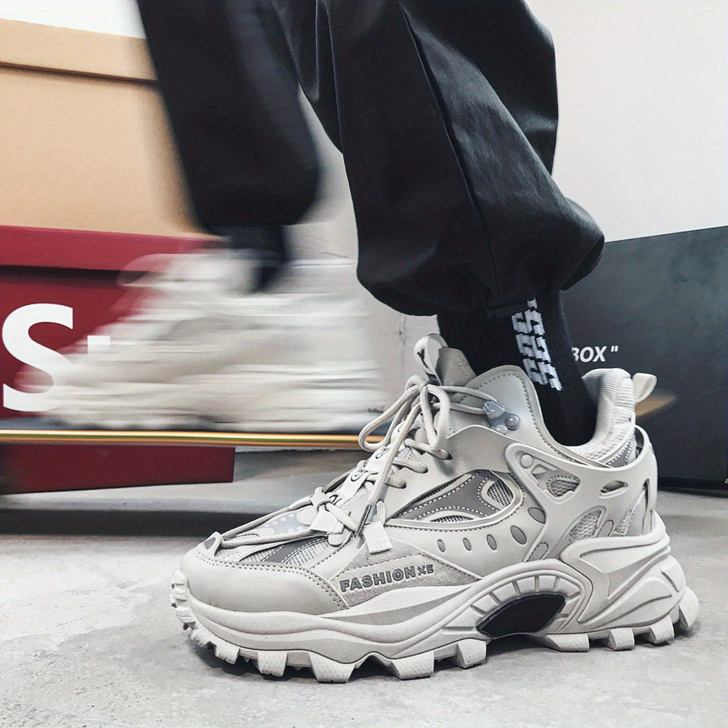 [1 Pair Men'S Cloud Pattern Sneakers] Round Toe Lace-Up  Athletic Sneakers, Sports , Breathable Fabric