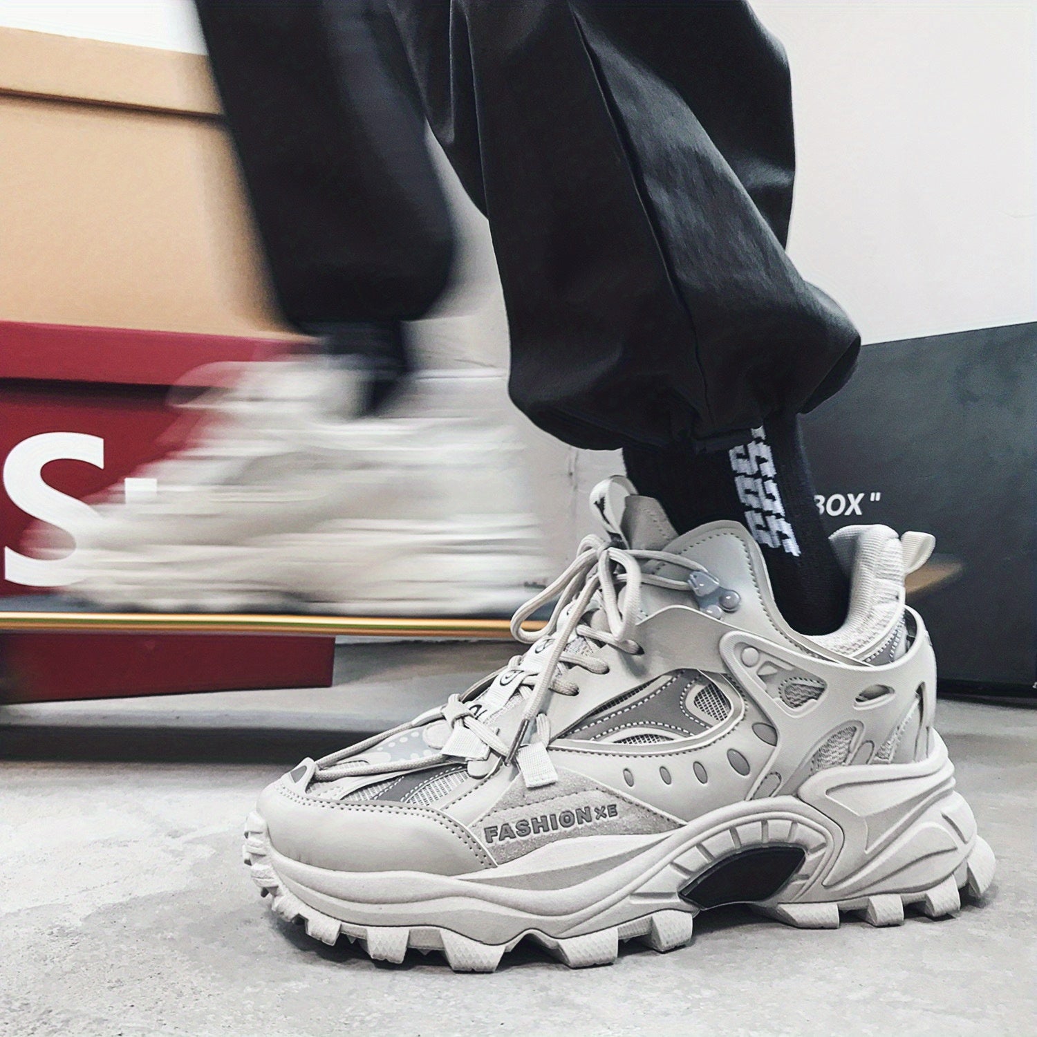 [1 Pair Men'S Cloud Pattern Sneakers] Round Toe Lace-Up  Athletic Sneakers, Sports , Breathable Fabric