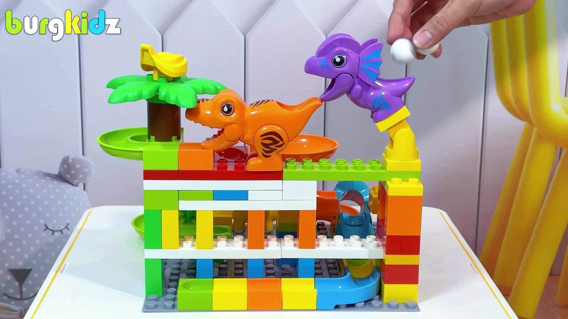 Burgkidz Marble Racetrack Building Blocks Dinosaur Toys: Stem Ball Racetrack For Boys And Girls, With Functional Dinosaur Building Blocks, Marble Maze Game Toy Christmas Halloween Gifts