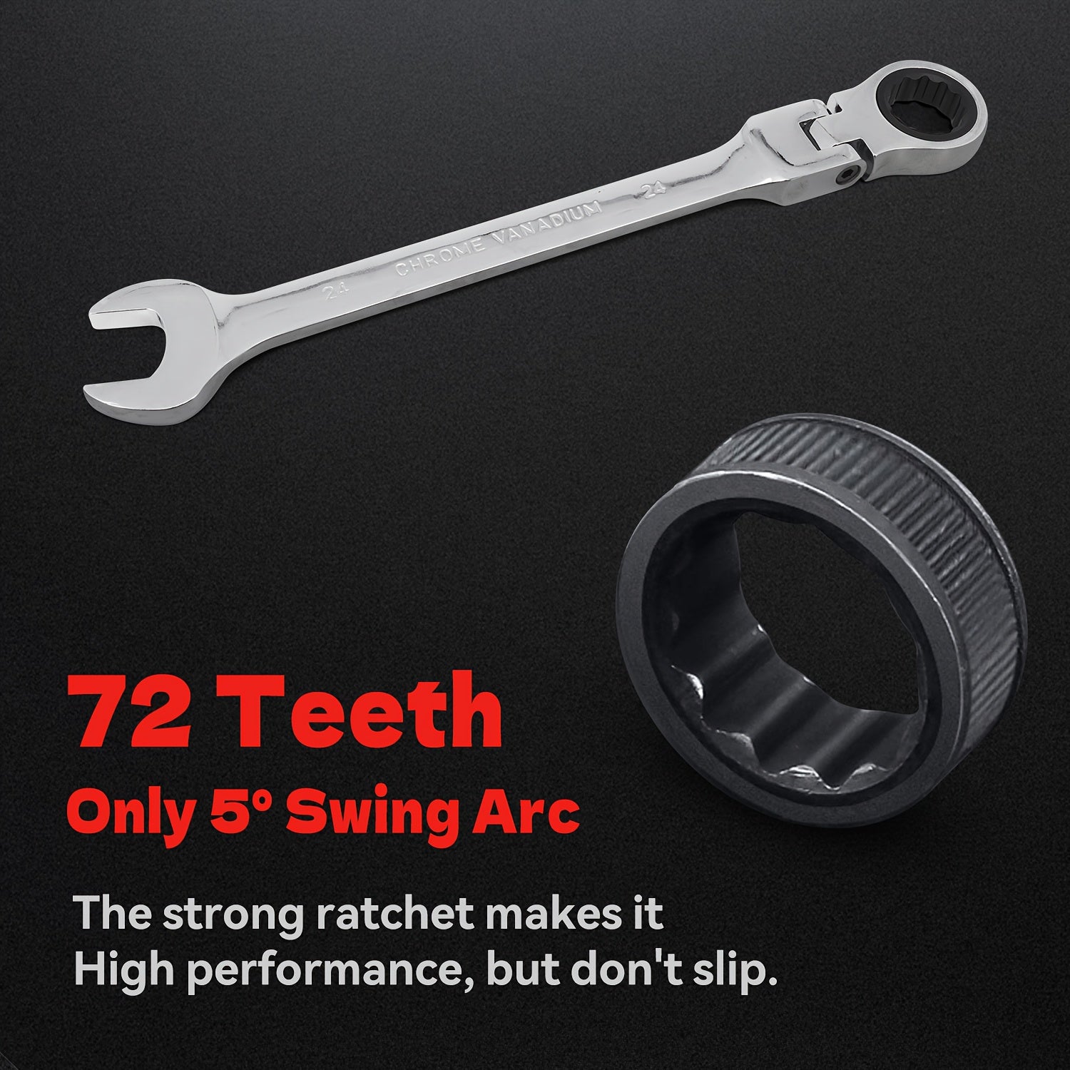 8pcs Ratchet Wrench Set | 72 Teeth 180° Flexible Head | CR-V Chrome Vanadium Steel Rust-Resistant and Durable | Includes Drawstring Bag for Storage | Suitable for Automotive/Home DIY Repair