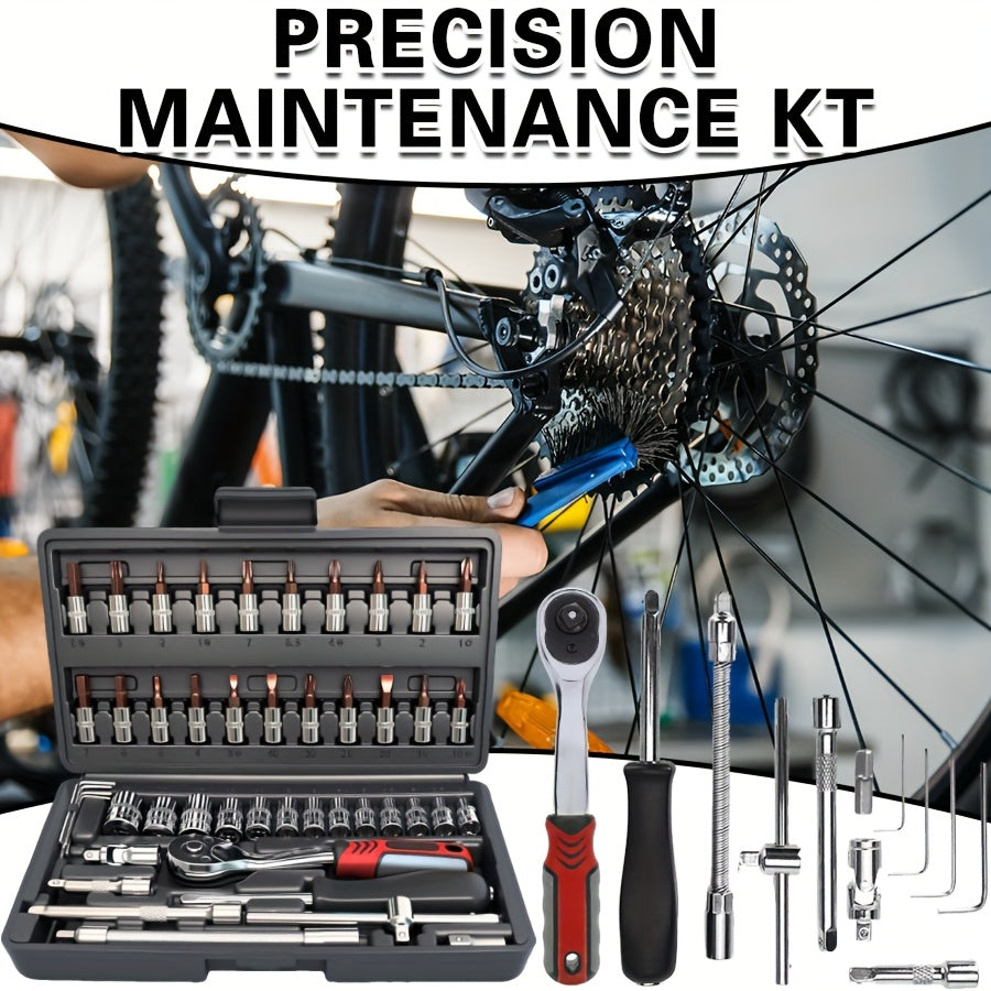 Premium 46pcs Professional Tool Kit, Car/bike Repair Tool Set with 1/4-inch Drive Depth