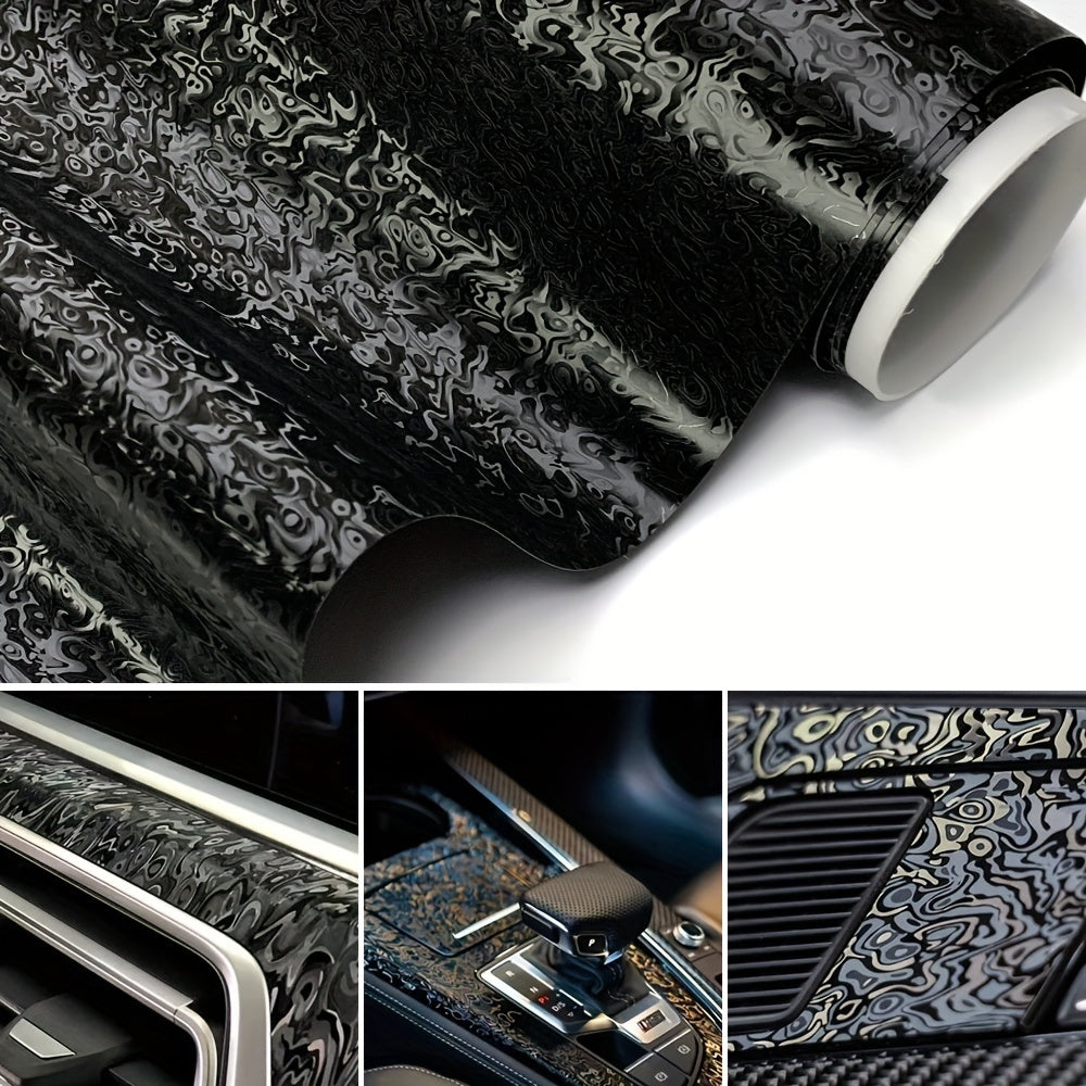 50x150cm Black Ghost Pattern PET Vinyl Wrap Roll - Premium Self-Adhesive,