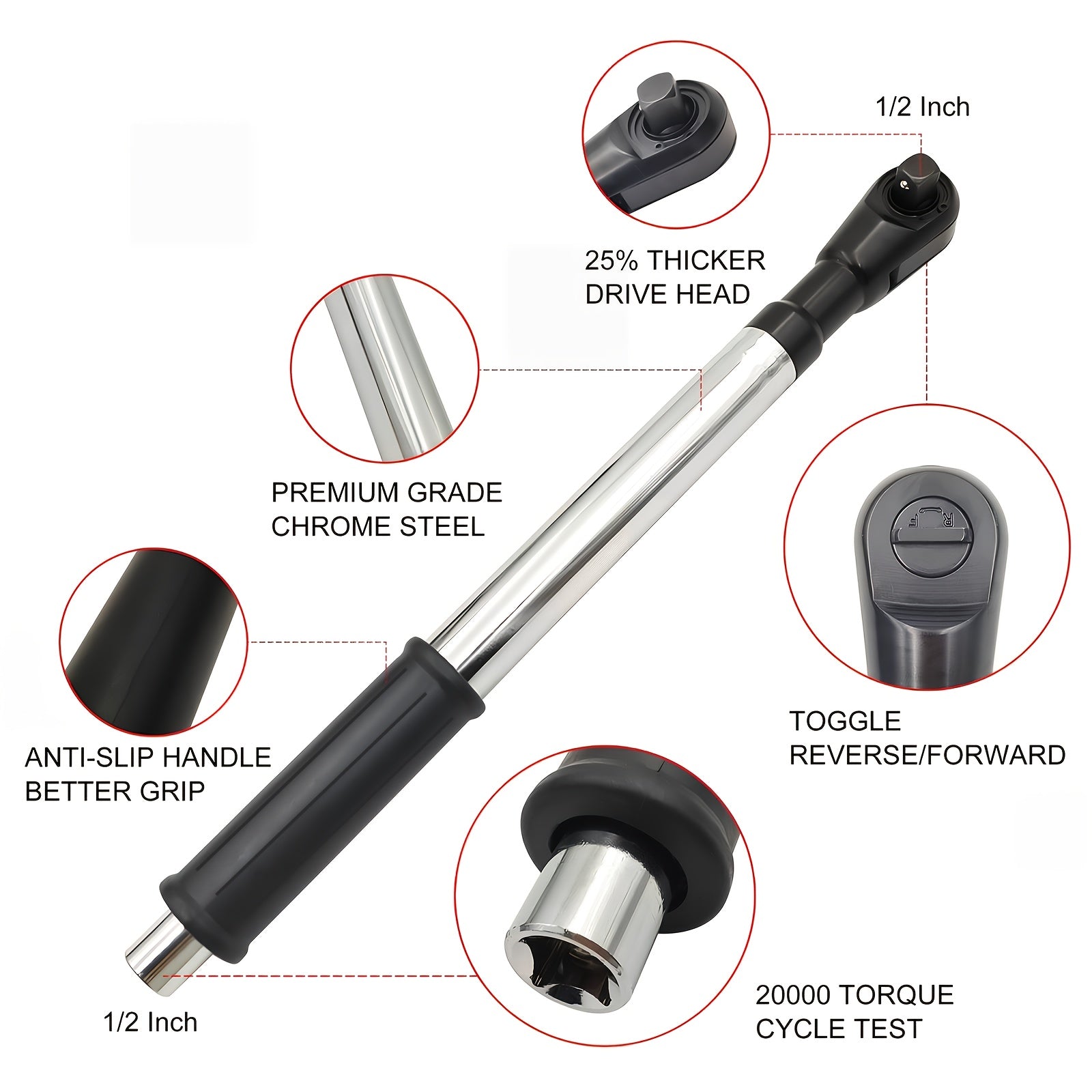 1pc 16.92in Universal 1/2-Inch Offset Extension Wrench