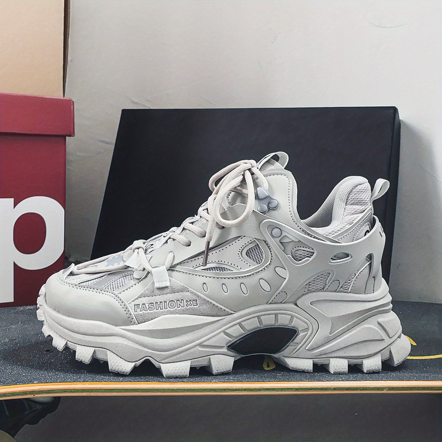 [1 Pair Men'S Cloud Pattern Sneakers] Round Toe Lace-Up  Athletic Sneakers, Sports , Breathable Fabric