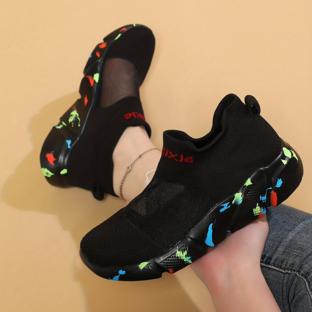 Women's Mesh Sports Shoes, Comfort Knit Low Top Running Shoes, Casual Breathable Walking Slip-On Shoes