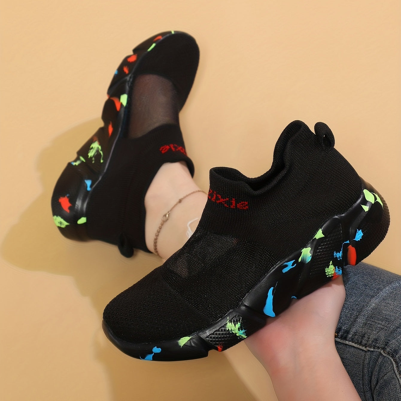 Women's Mesh Sports Shoes, Comfort Knit Low Top Running Shoes, Casual Breathable Walking Slip-On Shoes