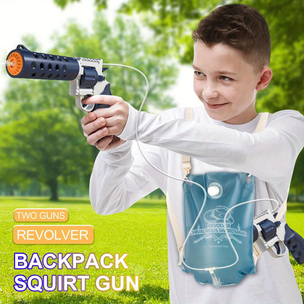 Revolver Electric Backpack Double Gun Can Continuously Shoot Summer Fall Pool Beach Park Family Friends Interactive Toys With Battery