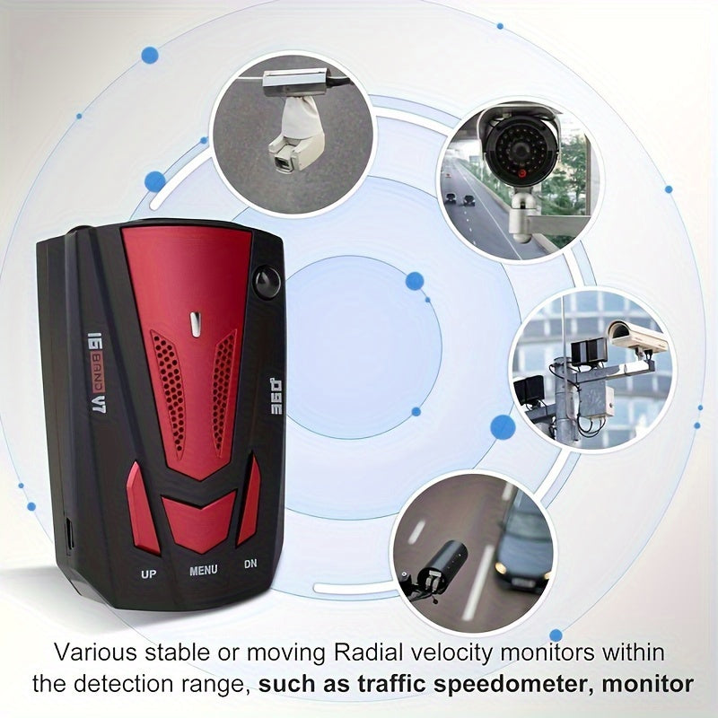 16-Band Advanced Automotive GPS Detector - 360 ° Anti-GPS Camera LiDAR Detector with Voice Alarm, Real-Time Threat Alert, and Enhanced Safety Features for Safe Driving