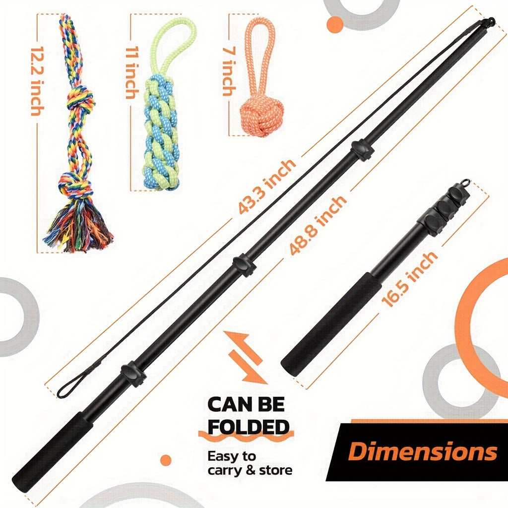 Flirt Pole For Dogs Interactive Dog Toys For Large Medium Small Dogs Chase And Tug Of War, Dog Teaser Wand With Lure Chewing Toy For Outdoor Exercise & Training (Pole-48.8inch)