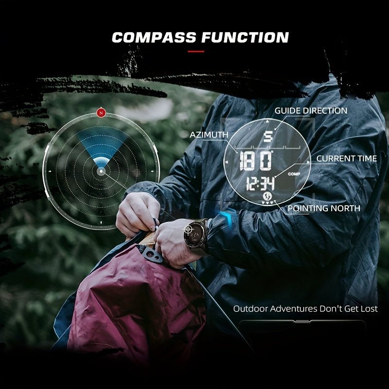 Mens Slim Sports Smartwatch - Water Resistant Chronograph Watch with Pedometer, Multi-Functional Wrist Watch with Carbon Fiber Strap for Fitness, Running, and Outdoor Activities