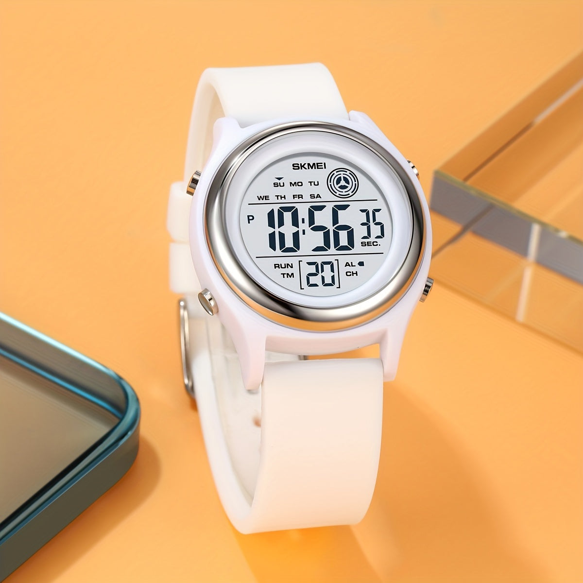 50M Water Resistant EL Light Electronic Sports Watch - Multifunction Digital Wristwatch with Alarm, Silicone Band, Round Synthetic Resin Case for Women, Men, Boys, and Girls