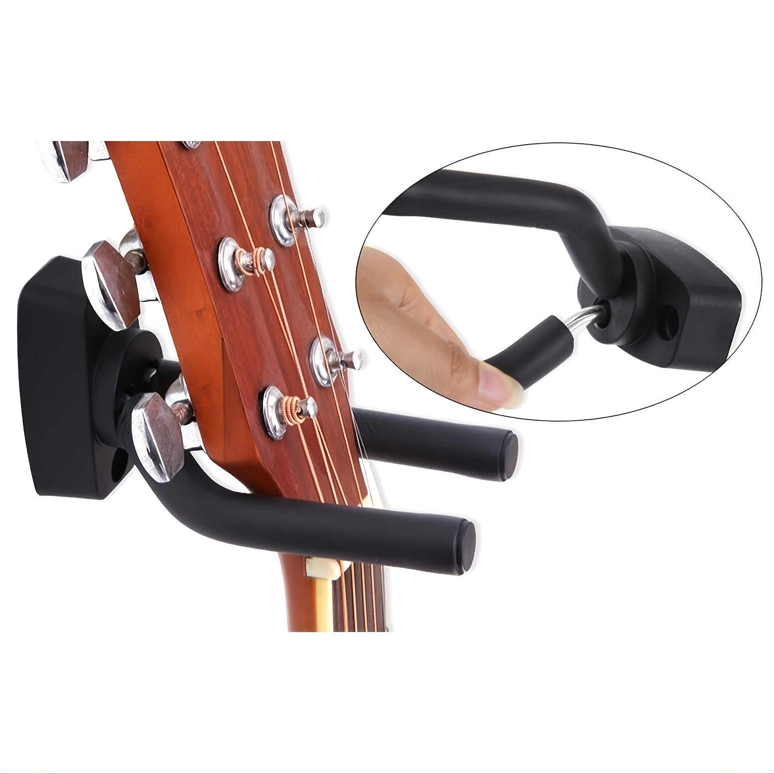 1/2 pcs Guitar Wall Mount Hanger Black Guitar Hanger Wall Hook Holder Stand Display with Screws - Easy to Install - Fits All Size Guitars, Bass, Mandolin, Banjo, Ukulele