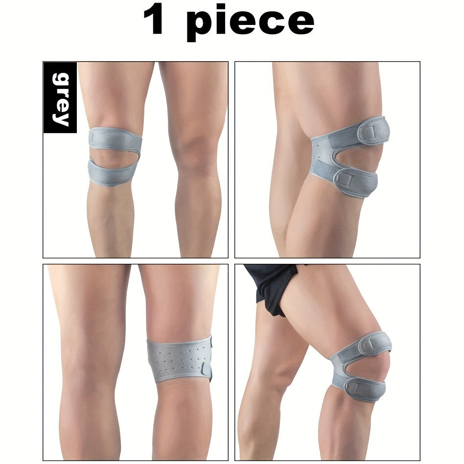 1pc FlexiSupport Elastic Knee Brace, Polyester & Nylon High Stretch Patella Stabilizer, Pull-On Knee Pad for Sports, Cycling, Mountaineering, Basketball, Soccer - Uncharged Knee Support Strap