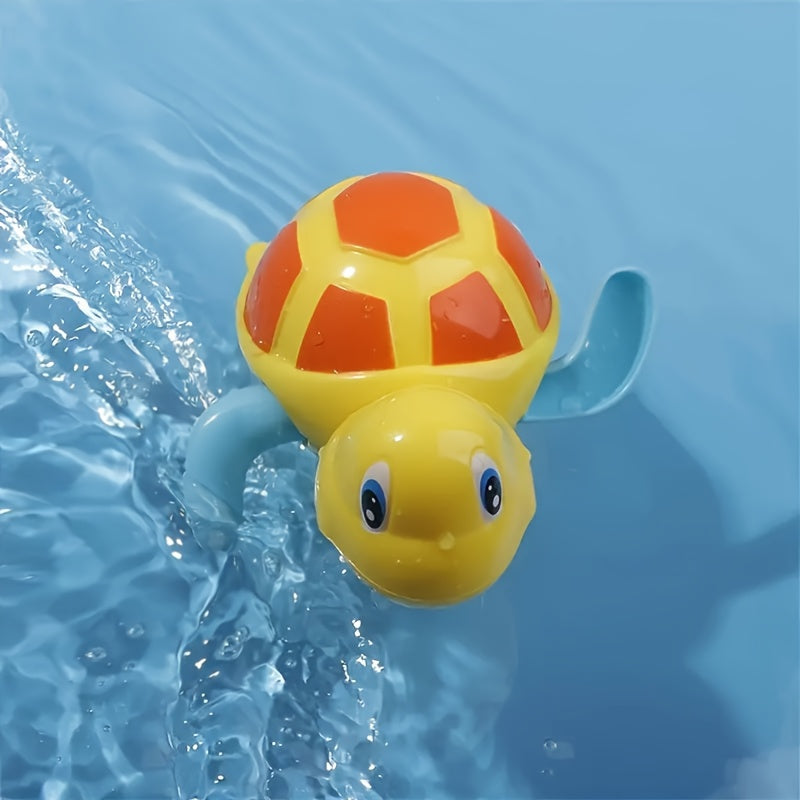 3pcs Wind-Up Swimming Turtle Toys for Youngsters - Cute Water Play Bath & Pool Toys, Durable PP Material in Sky Blue, Yellow, and Grass Green