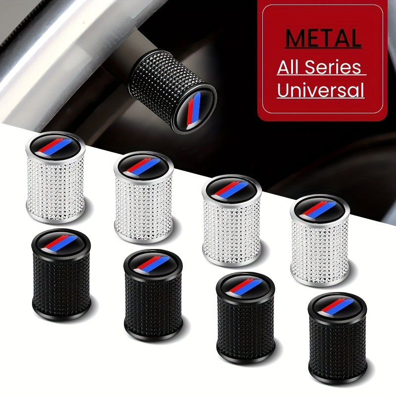 4pcs Tire Valve Caps - Heavy-Duty Metal Construction, Screw-On Valve Stem Covers with Snap-Fit Installation