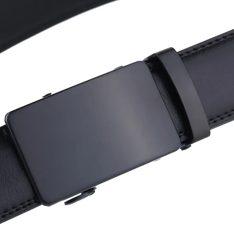 1pc Men's Black Automatic Buckle Slider Belt Business Casual PU Leather Belt, Ideal choice for Gifts