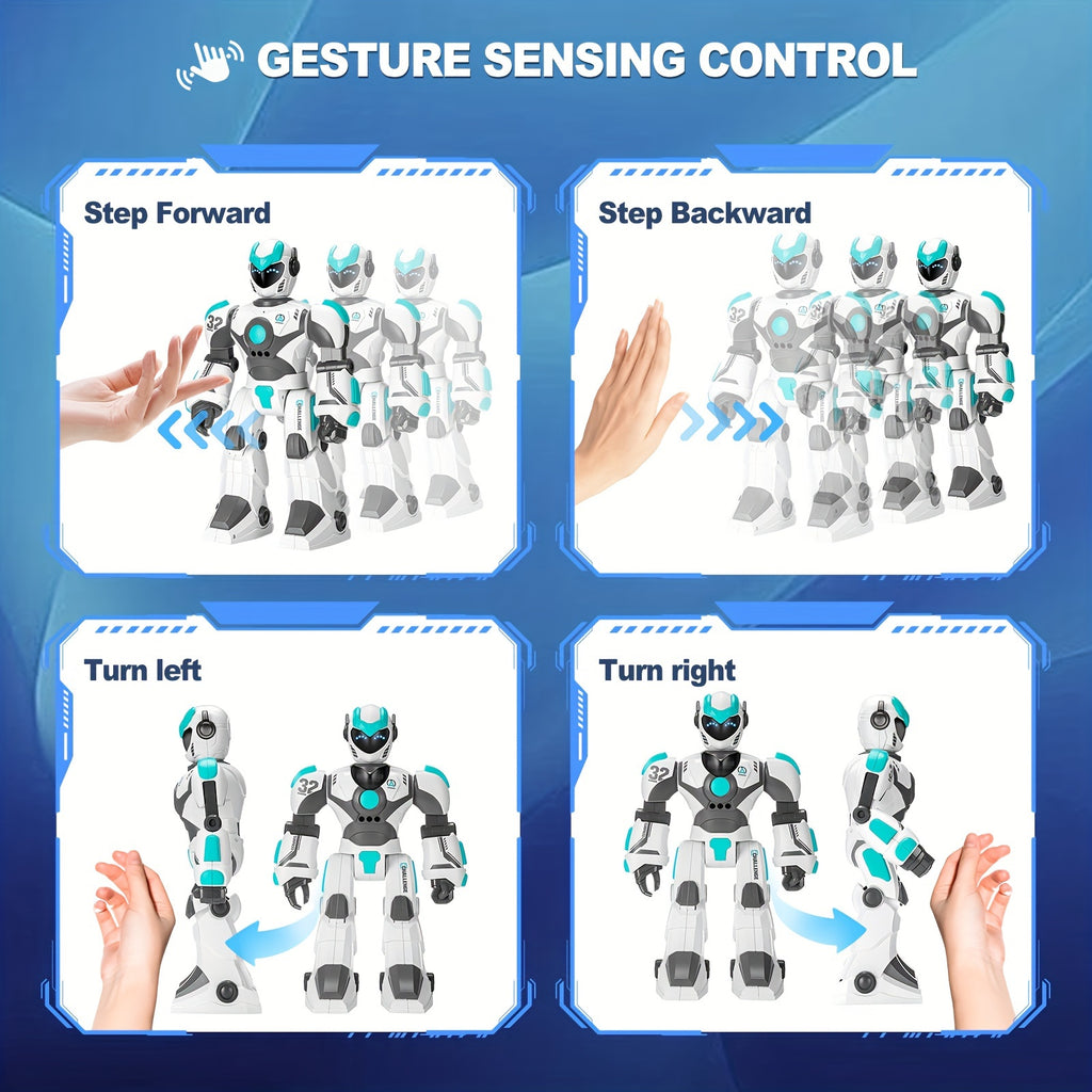 Remote Voice Control Large Robot: 2.4Ghz WiFi Signal Intelligent Programmable Popular Science Story Toys with Gesture Sensing Presents for Kids Christmas Halloween Gift