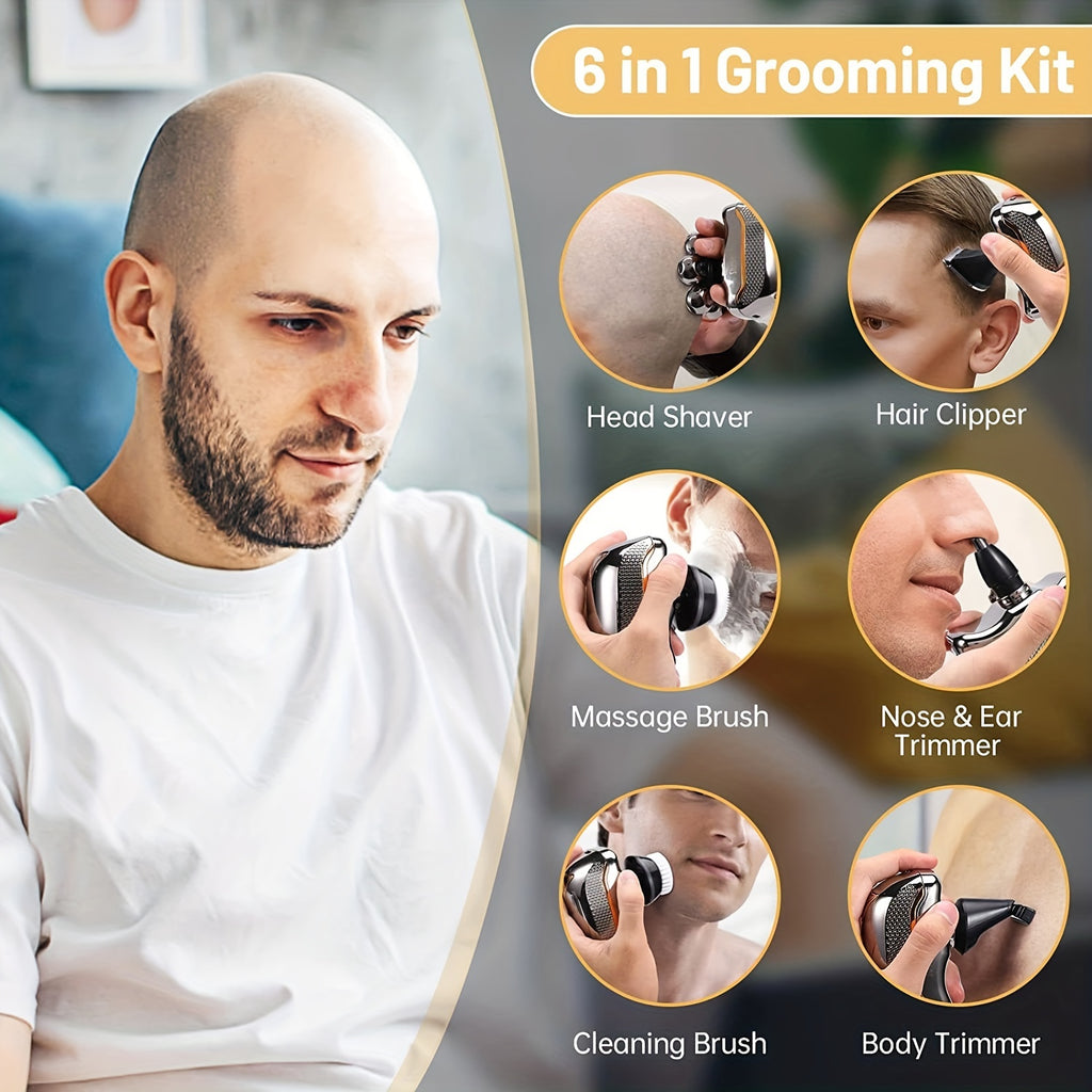 Men'S Electric Head Shaver Razor - Rechargeable Cordless Hair