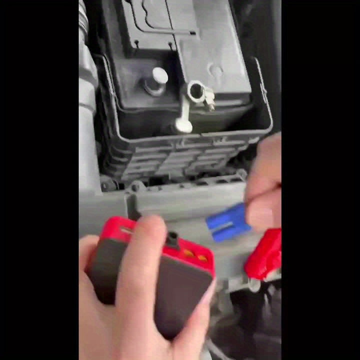 6000mAh Portable Car Jump Starter - Smart Digital Display, 12V Emergency Power, Flashlight, USB-Powered, Red | Automotive Emergency Gear