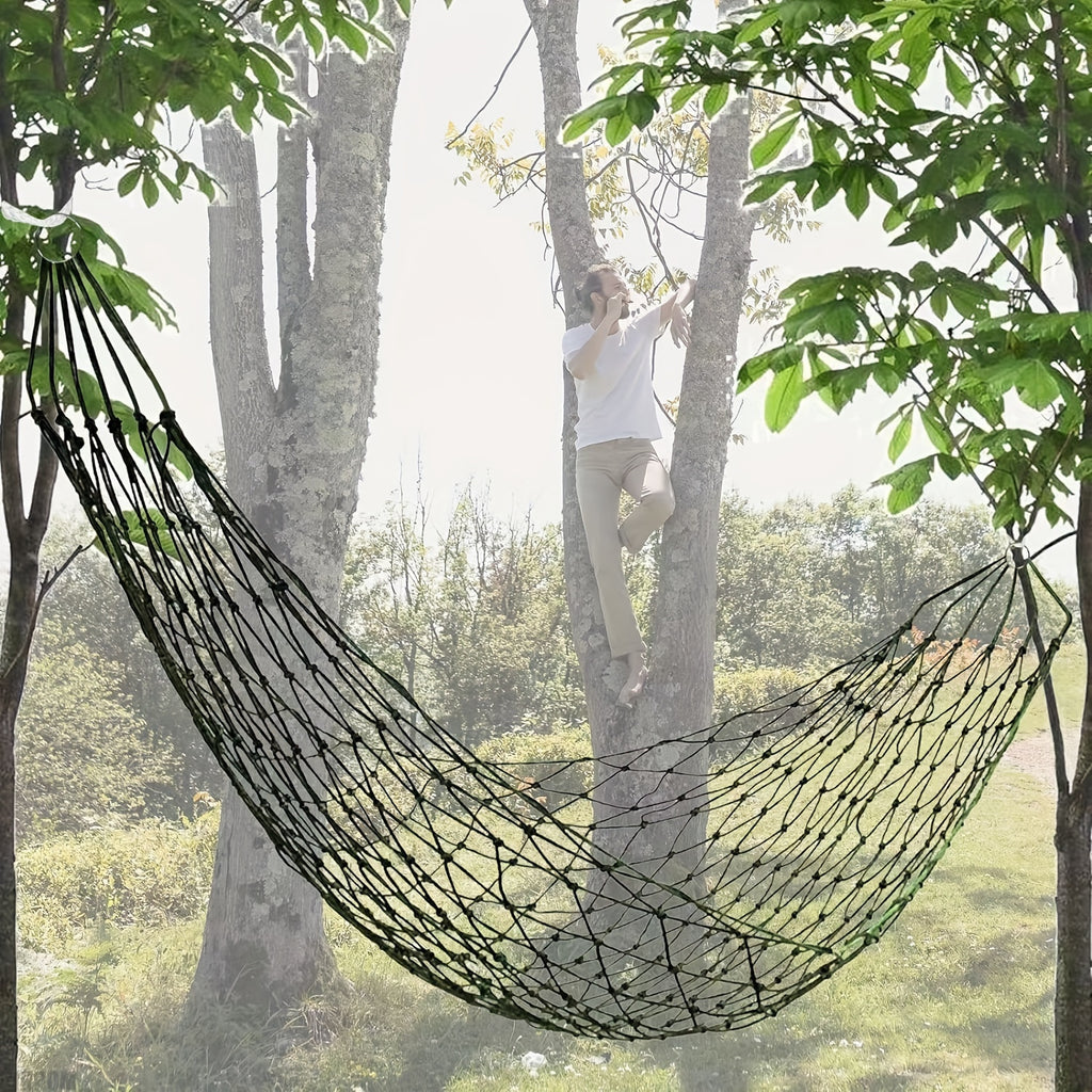 Portable Hammock Net With Nylon Rope And Hooks, For Outdoor Adventure, Outdoor Camping, Suitable For Garden, Beach, Courtyard, And Travel