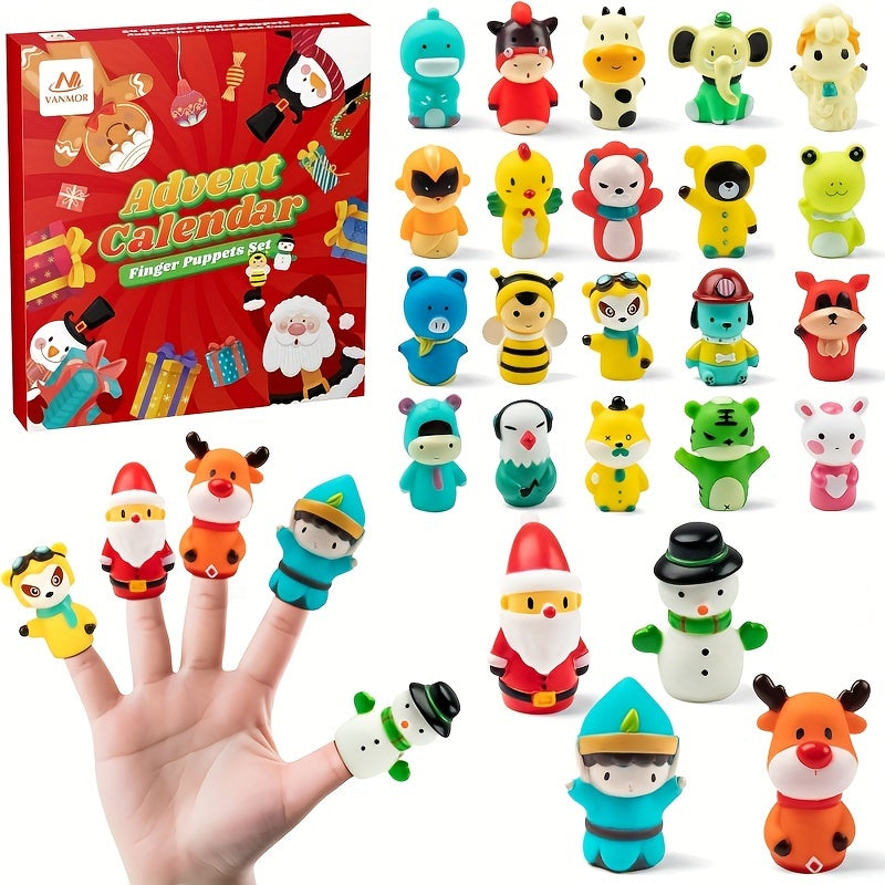 Vanmor 24-Day Christmas Advent Calendar - Finger Puppets, Toys & Fillers For Kids