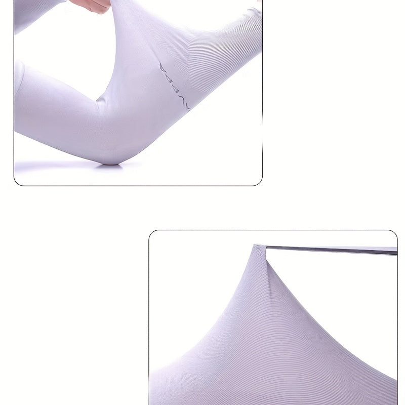 1pair Unisex Ice Silk Arm Sleeves For Summer, Outdoor Sports Sunscreen UV Protection Thin Long Gloves