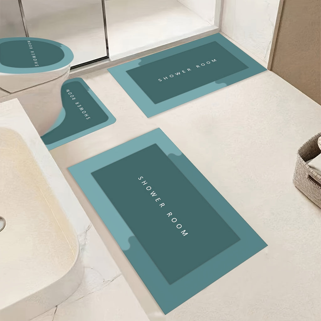 Stylish 4PCS Bath Mats For Bathroom Machine Washable, Bathroom Rugs Sets 4 Piece Bathroom Toilet Mat Set Super Absorbent Quick Dry Non Slip Backing For Safe And Easy Cleaning Perfects For Any Home Hotel Shower Room Bathroom R
