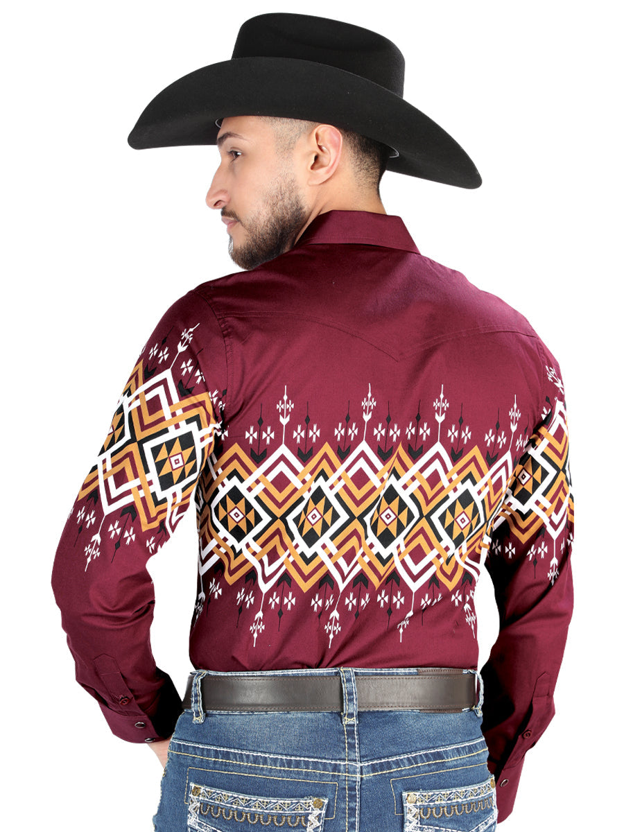 Men’s Long Sleeve Snap Button Western Shirt - Black 44450