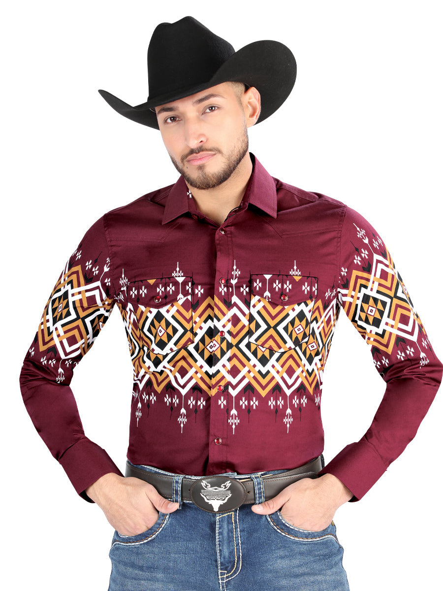 Men’s Long Sleeve Snap Button Western Shirt - Black 44450