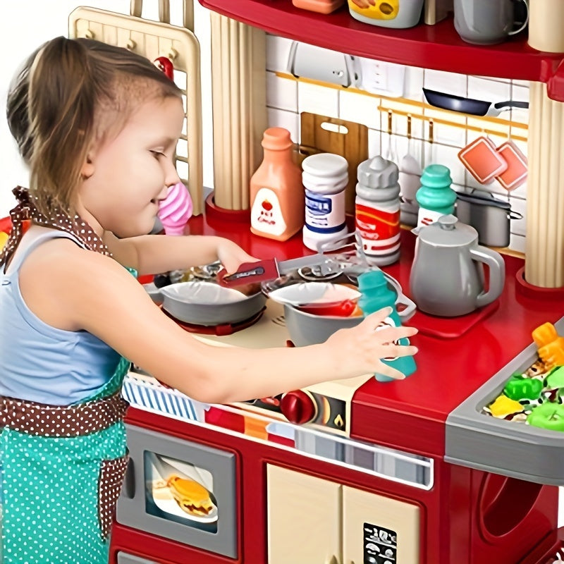 Kids Play Kitchen Set - Pretend Play Food Toys with Light Sound Spray, Random Color Play Food, Ideal for Ages 3 4 5 6 7 8, Perfect Halloween Christmas Gift