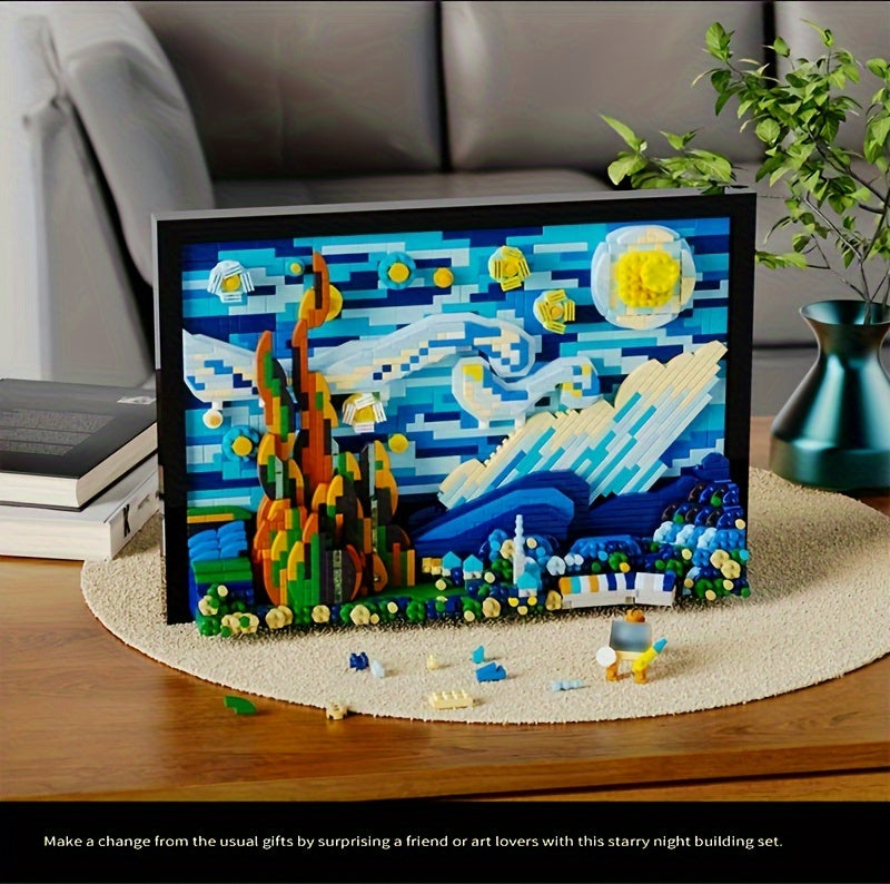 1731pcs 3D Starry Night Building Blocks Set for Adults - Reproductions Of Famous Paintings, ABS Material Toys,