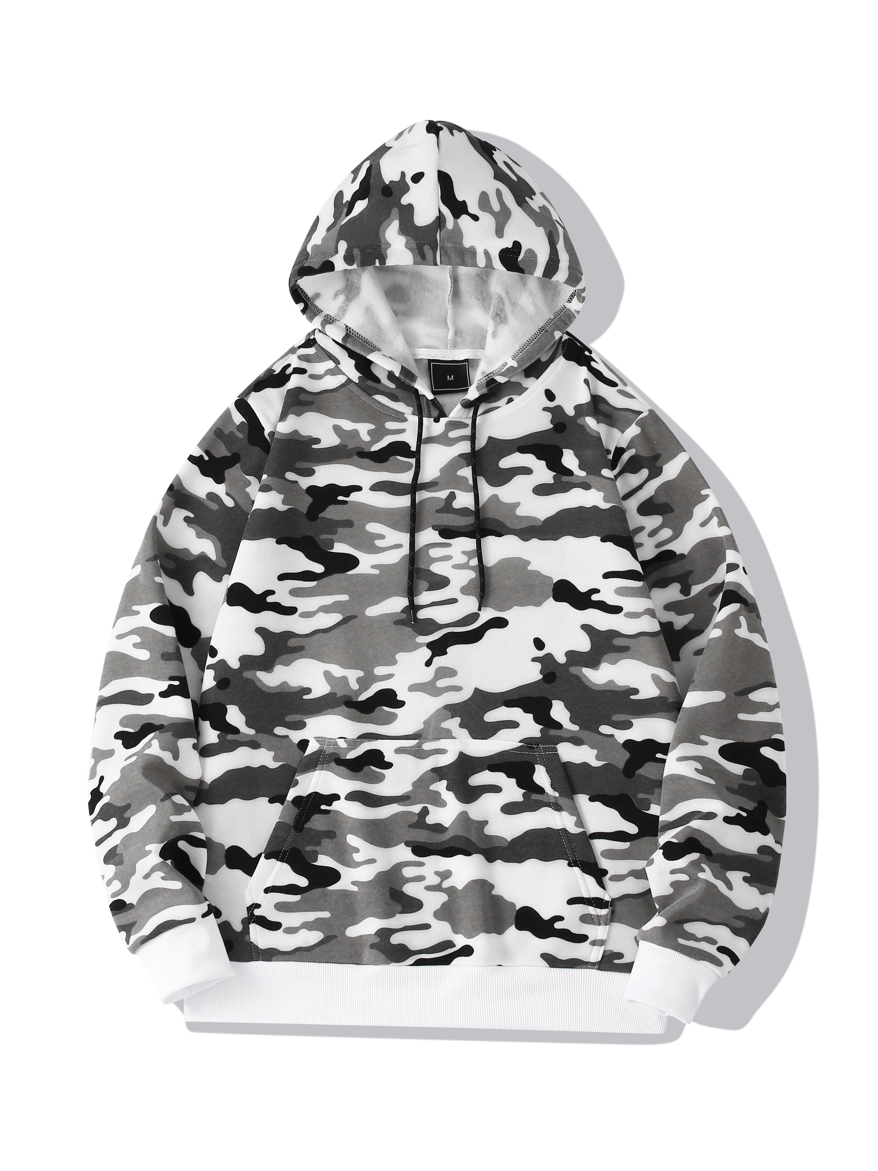 [Camouflage Sweatshirt] Autumn Winter Hooded Men's Camouflage Loose Pullover Fleece Sweatshirt | Fleece, Hooded