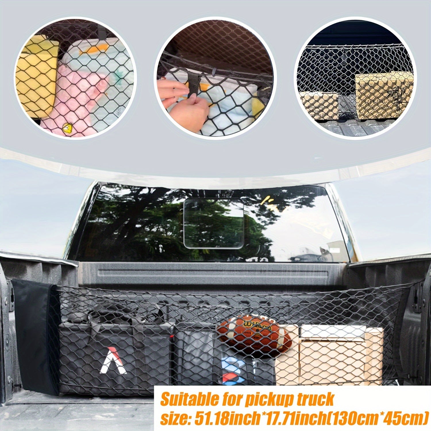 Envelope Trunk Cargo Net for Ford Maverick 2022-2024 Accessories, Heavy Duty Mountain Buckle