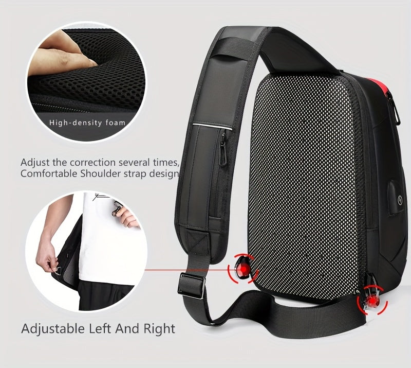 ReSilvery New Men's Chest Bag Business Single Shoulder Bag Large Capacity Crossbody Bag Breathable Casual Sports Bag