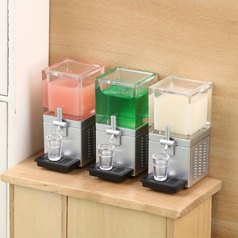 Baotree Miniature Dollhouse Juice Machine Set - 1:12 Scale Fruit Beverage Model Toys For Collectors, Ages 14+