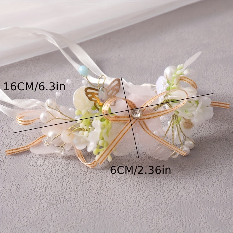 Flower   Headband, Fairy Headpiece Wreath, Sweet Butterfly Flower Headband For Flower Girl, Flower   Crown, Bridal Hair Accessories