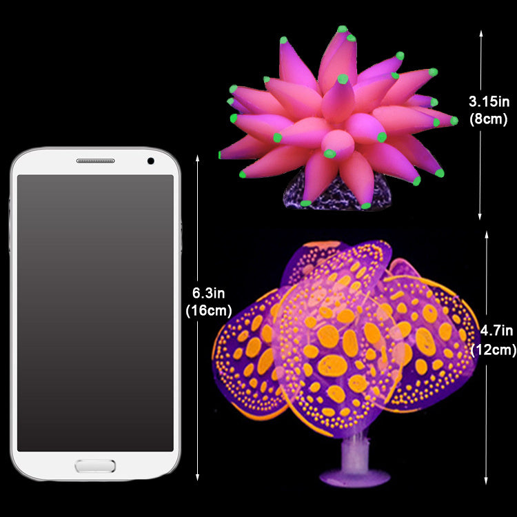 4pcs Glowing Aquarium Plants - Silicone Coral, Mushroom, Sea Anemone & Grass Decorations