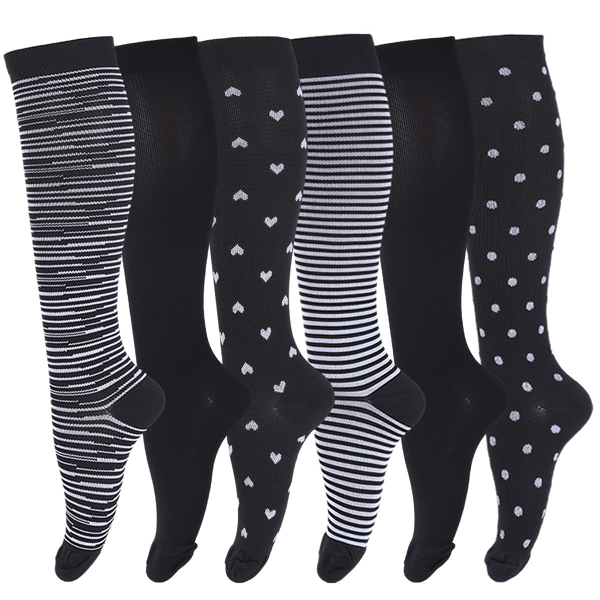 15-20mmHg Copper Compression Socks - 6 Pairs For Women And Men - Graduated Compression For Improved Circulation And Reduced Swelling