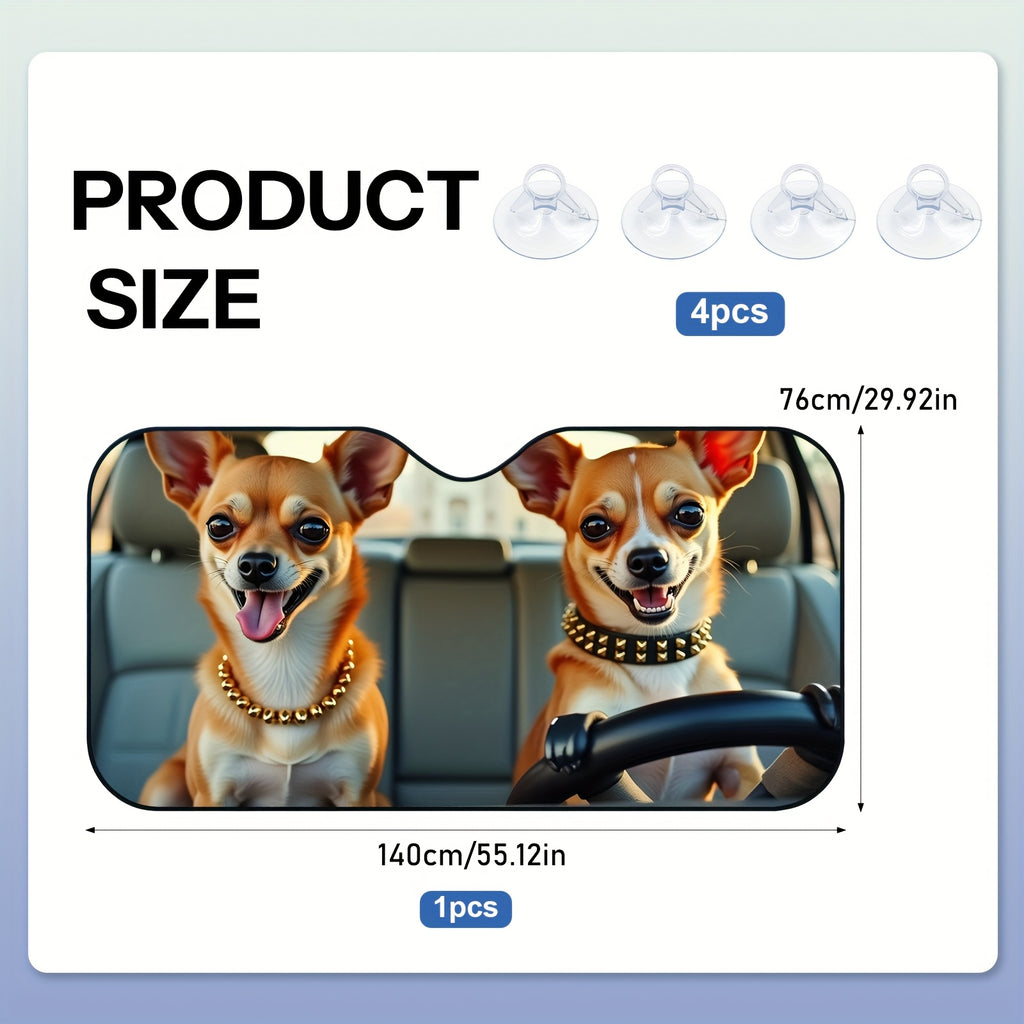 Sun Protection, 1pc Funny Theme Windshield Sunshade for Car, Foldable, Easy to Install, Universal, UV Protection And Heat Dissipation, Automotive-Interior Accessories, A Gift for My Father