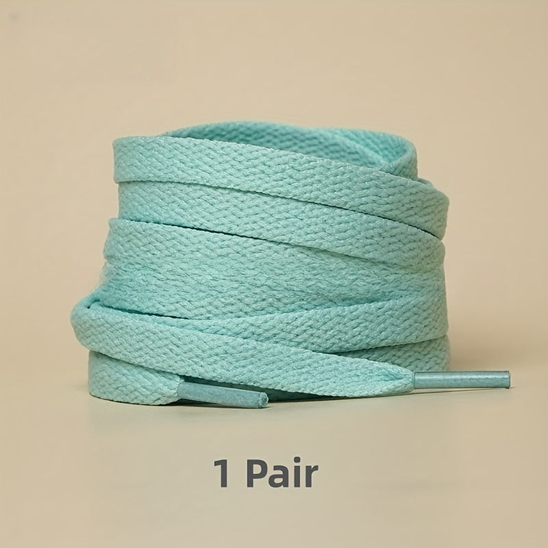 1pair Color Shoelaces Flat Sneakers Canvas Sports Shoelaces, Available In Multi Colors, Matching Use For Men Women
